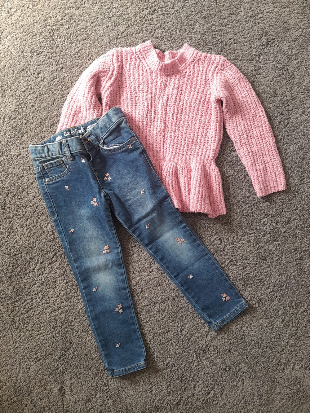 Cat & Jack Pink Knit Peplum Sweater